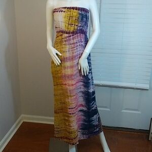 Leshop Women's Boho Basic Tie & Dye Halter Sleeveless Maxi Dress Size L/G